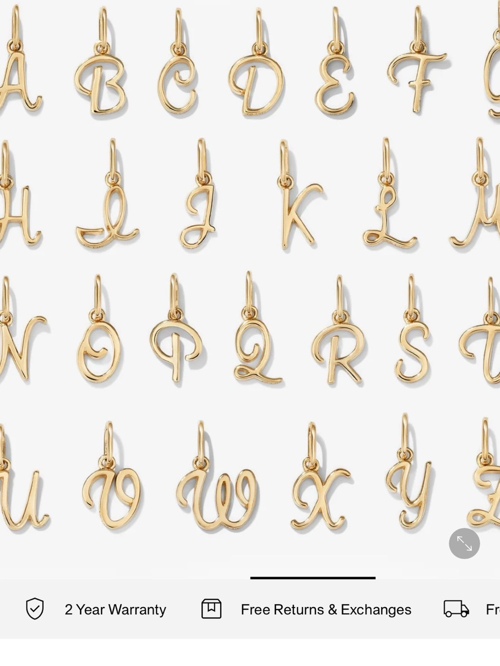 Mejuri 14k Cursive Letter Charm, E